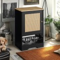 Pefilos 32" Dog Food Storage Cabinet, Pet Feeding Station Furniture with 2 Bowls, Pet Dog and Cat Toy Storage Containers Organizer, Pet Food Cabinet, Black