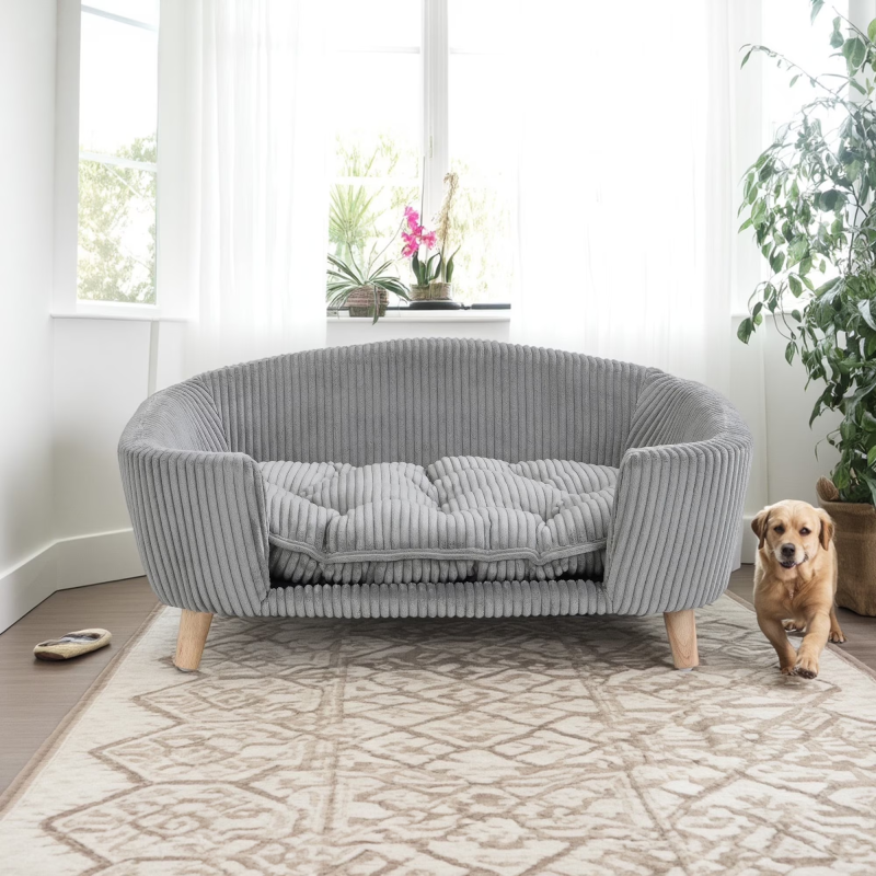 Pefilos 29" Pet Bed Sofa Furniture, Wood Dog Bed with Legs for Small Medium Dogs, Indoor Cat Beds Couch, Brown